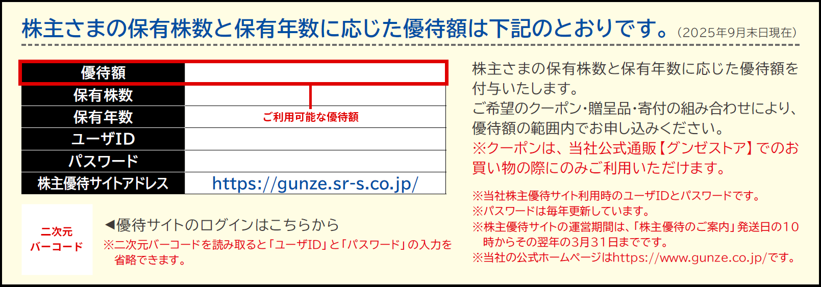 優待案内冊子裏表紙